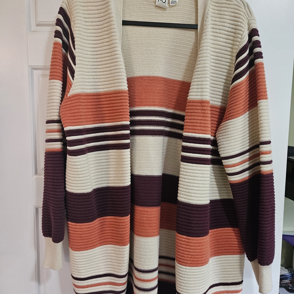 Roxy Women's Striped Cardigan - Cream, Orange, Purple